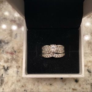 Sterling Silver Elegant Engagement Set CZ Ring